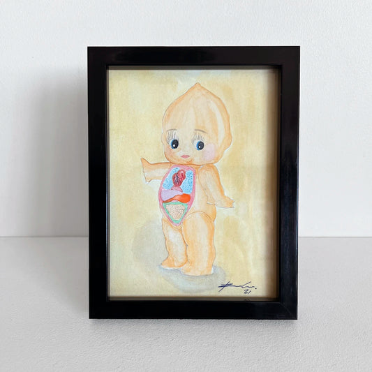 Número37 Acuarela Venus Anatómica "Kewpie" 01, enmarcada