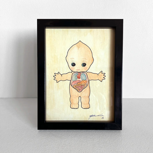 Número37 Acuarela Venus Anatómica "Kewpie" 02, enmarcada