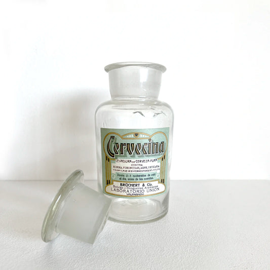 Número37 Antigua botella farmacéutica "Cervecina" decoración antigüedades