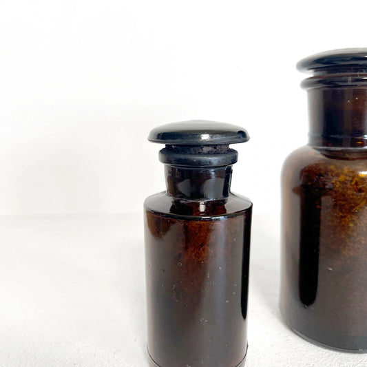 Número37 Par de antiguos frascos farmacéuticos de vidrio antigüedad decoración