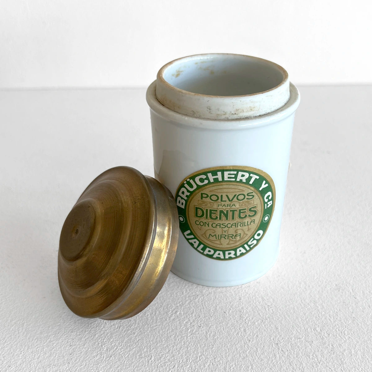Número37 Frasco farmacéutico de porcelana "Polvos para dientes" antigüedad decoración
