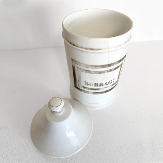 Número37 Frasco farmacéutico de porcelana "Borrag", ca. 1900 antigüedad decoración