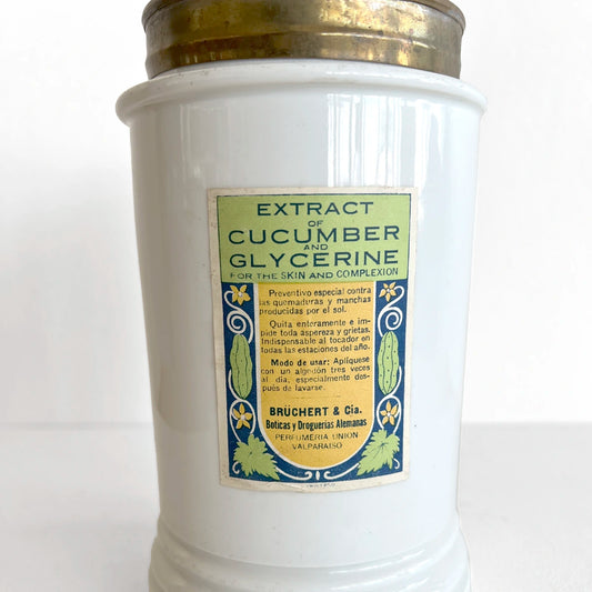 Número37 Frasco farmacéutico de porcelana "Extract of Cucumber" antigüedad decoración