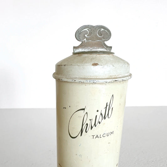 Número37 Envase metálico de Talco Christl, Gahns, ca. 1950 antigüedad decoración