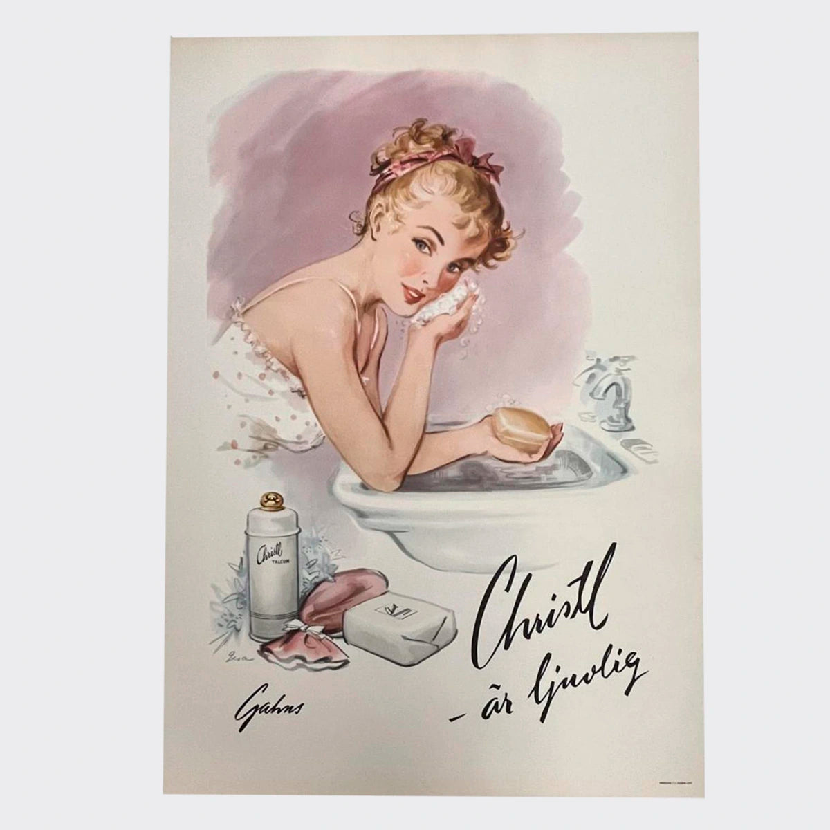 Número37 Envase metálico de Talco Christl, Gahns, ca. 1950 antigüedad decoración