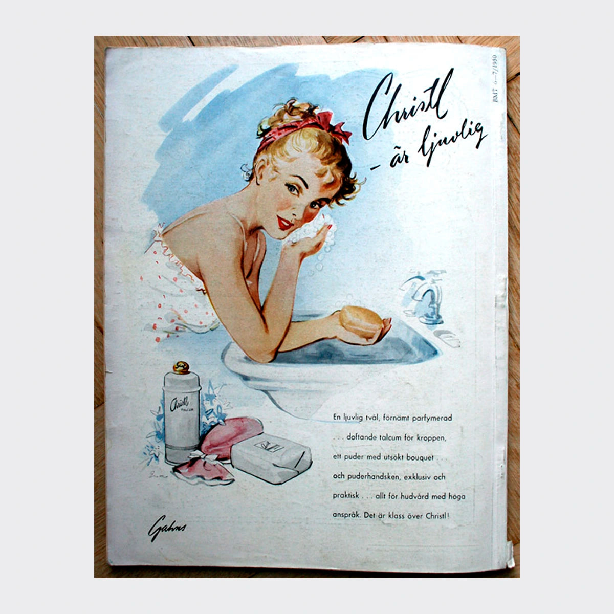 Número37 Envase metálico de Talco Christl, Gahns, ca. 1950 antigüedad decoración