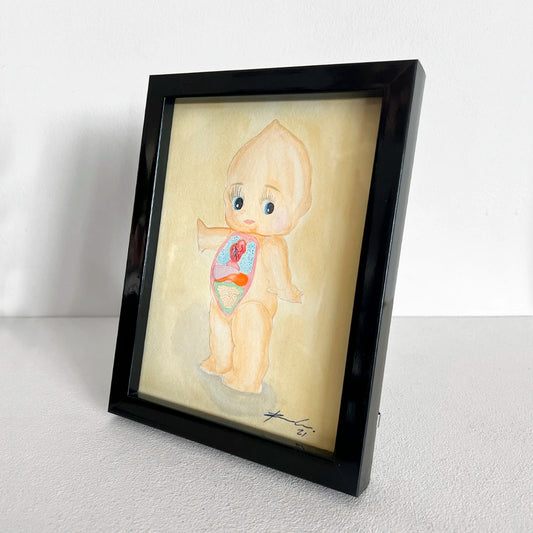 Número37 Acuarela Venus Anatómica "Kewpie" 01, enmarcada