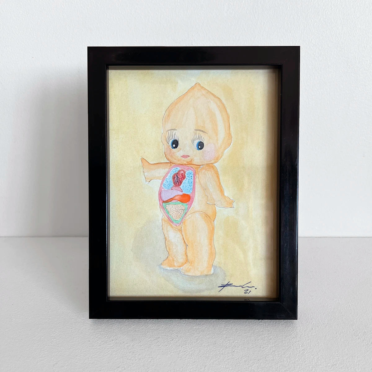 Número37 Acuarela Venus Anatómica "Kewpie" 01, enmarcada