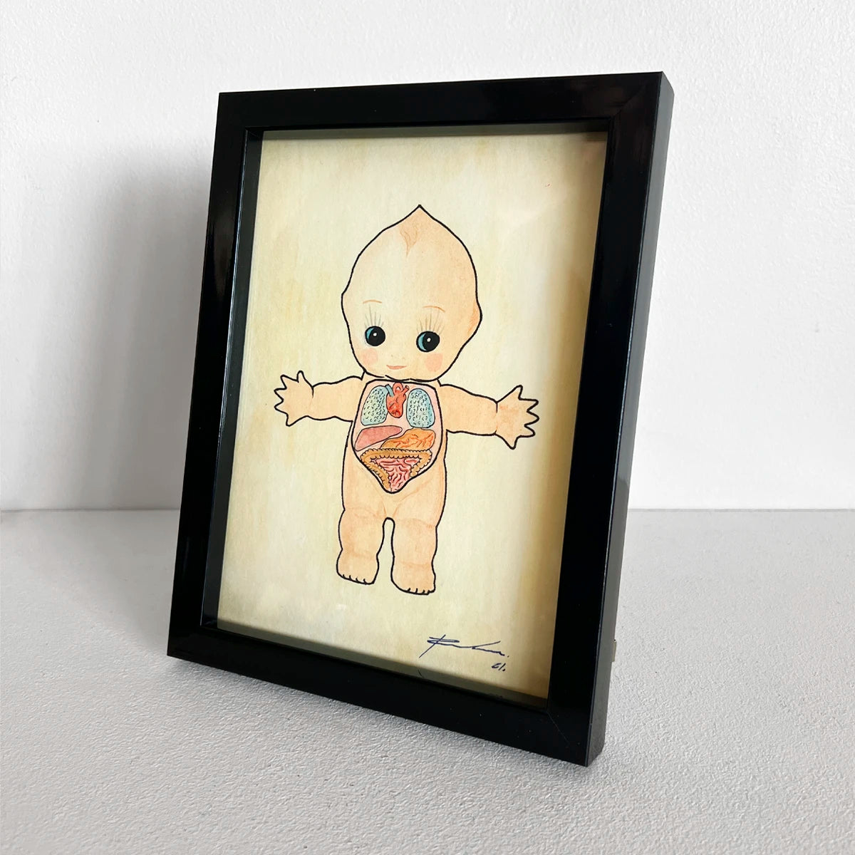 Número37 Acuarela Venus Anatómica "Kewpie" 02, enmarcada