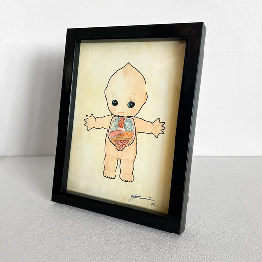 Número37 Acuarela Venus Anatómica "Kewpie" 02, enmarcada
