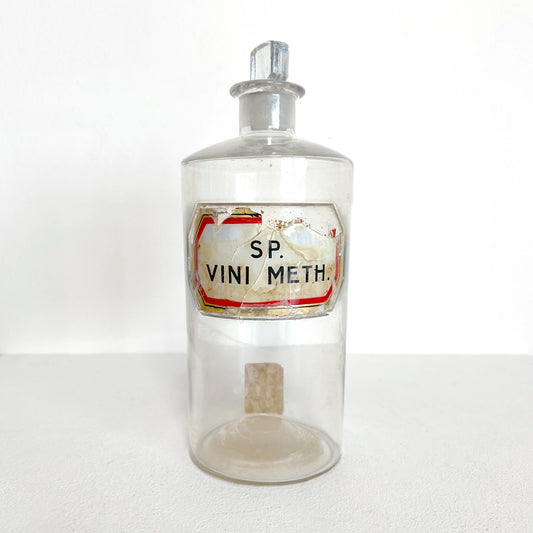 Numero 37 Botella farmacéutica de vidrio "Vini Meth" Antigüedad Médica
