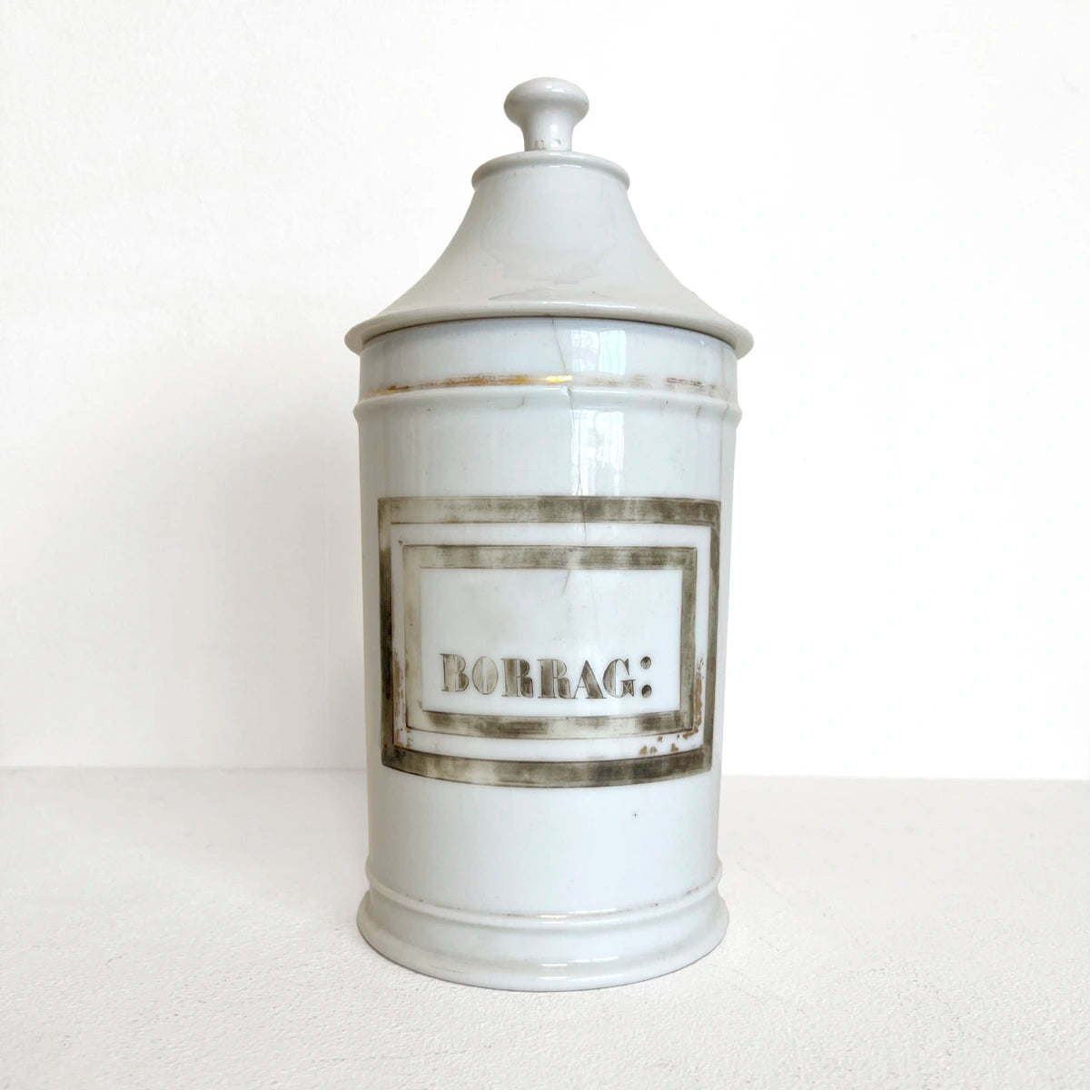 Número37 Frasco farmacéutico de porcelana "Borrag", ca. 1900 antigüedad decoración