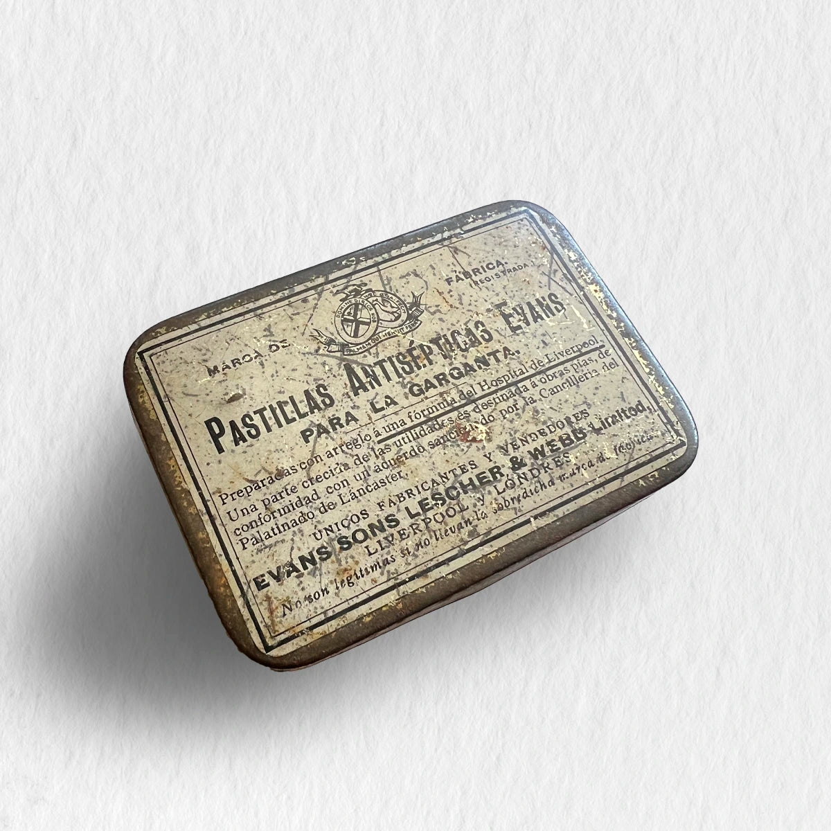 Número37 envase pastillas evans antigüedades medicina decoración